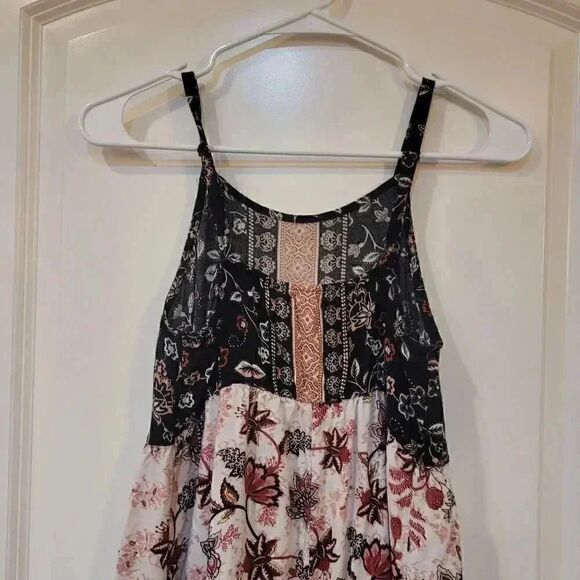 𝅺Maurice's Women's Black/White Floral Rayon Adj Strap SunDress EUC sz XS - Picture 10 of 11